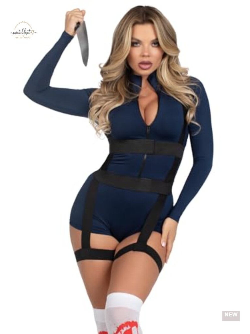 Sexy Women's Halloween Costume 2 Pc High Neck Romper & Body Harness